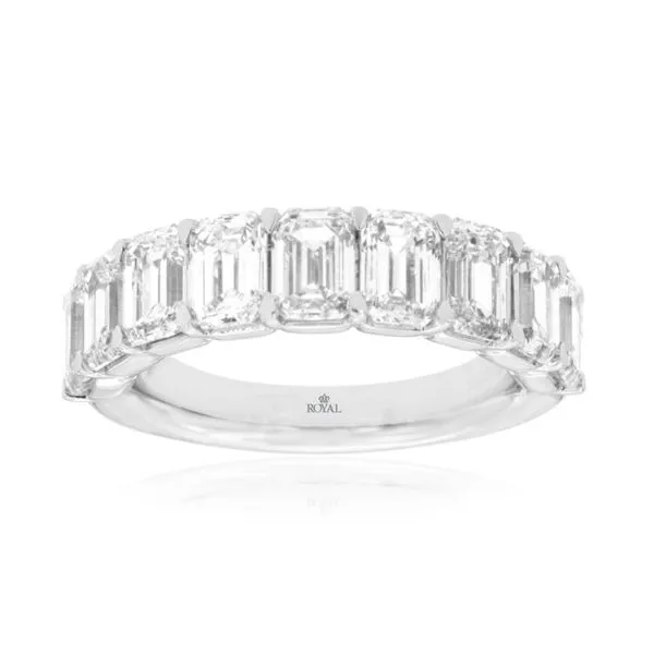 14Kt White Gold Lab Emerald Diamond Half Eternity Band Galicia Fine Jewelers Scottsdale, AZ