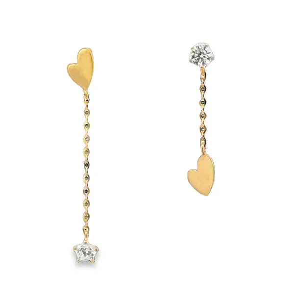 14K Yellow Gold Heart Dangle Earrings with Lab Diamond Accents Galicia Fine Jewelers Scottsdale, AZ