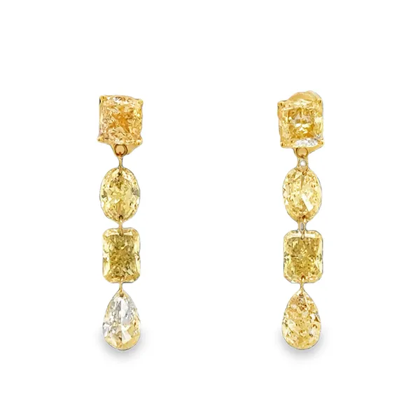 14K Yellow Gold Mix Shape Yellow Lab Diamond Drop Earrings Galicia Fine Jewelers Scottsdale, AZ