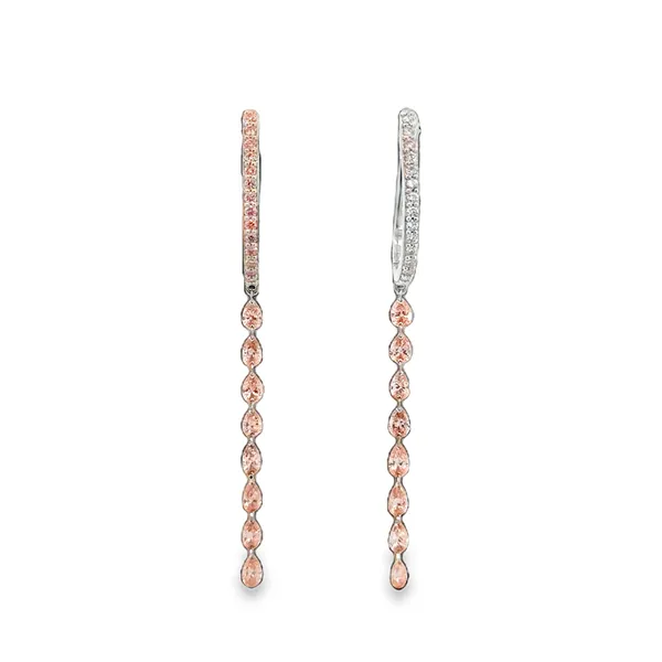 14K White Gold Pink Diamond Pear Drop Hoop Earrings Image 2 Galicia Fine Jewelers Scottsdale, AZ