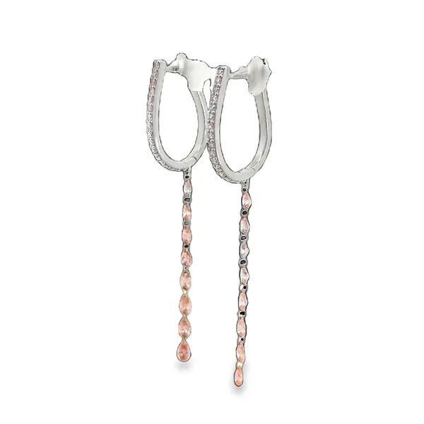 14K White Gold Pink Diamond Pear Drop Hoop Earrings Galicia Fine Jewelers Scottsdale, AZ