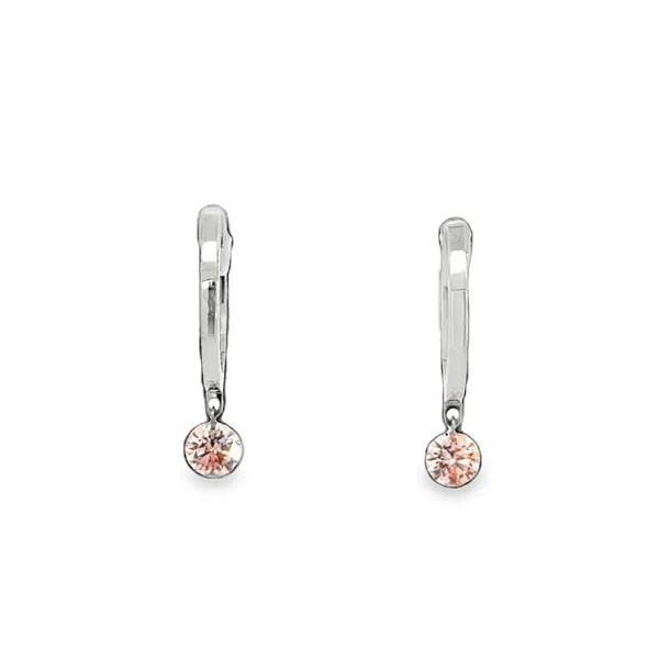 14K White Gold Floating Pink Diamond Hoop Earrings Image 2 Galicia Fine Jewelers Scottsdale, AZ