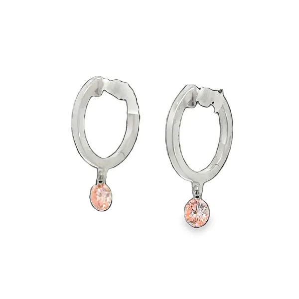 14K White Gold Floating Pink Diamond Hoop Earrings Galicia Fine Jewelers Scottsdale, AZ