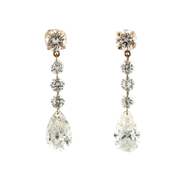 14K Yellow Gold Round-to-Pear Diamond Drop Earrings Galicia Fine Jewelers Scottsdale, AZ