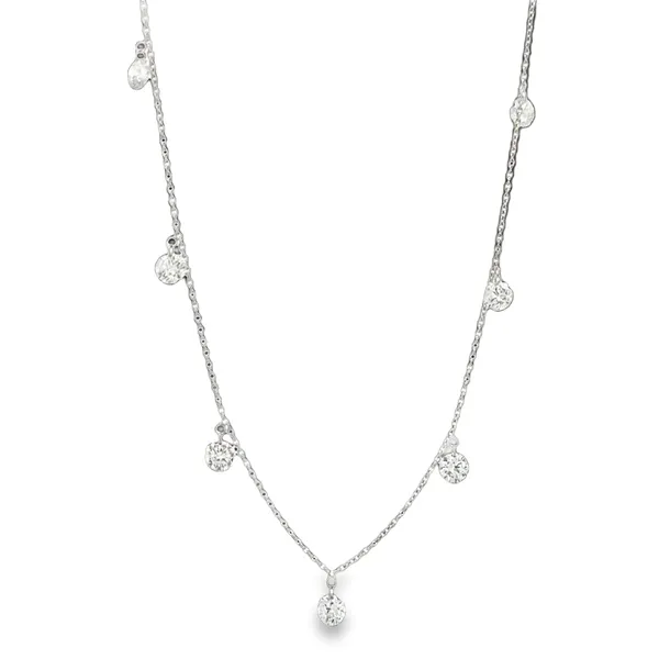 14K White Gold Floating Drilled Round Diamond Necklace Galicia Fine Jewelers Scottsdale, AZ