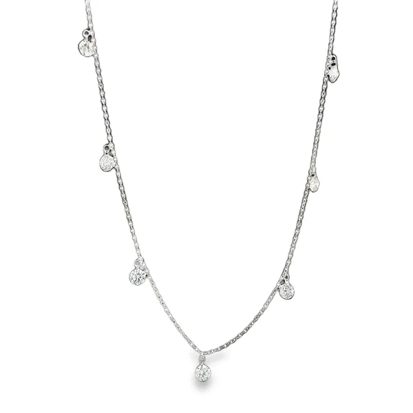 14K White Gold Floating Drilled Round Diamond Necklace Galicia Fine Jewelers Scottsdale, AZ