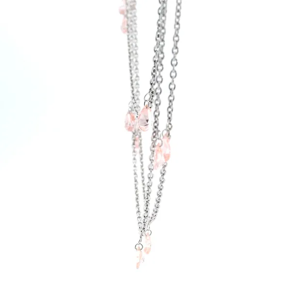14K White Gold Pink Pear Diamond Station Necklace Image 3 Galicia Fine Jewelers Scottsdale, AZ