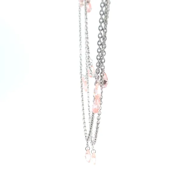 14K White Gold Pink Pear Diamond Station Necklace Image 5 Galicia Fine Jewelers Scottsdale, AZ