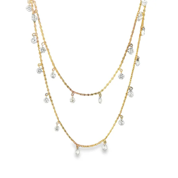 14K Yellow Drilled Diamond Station Necklace Galicia Fine Jewelers Scottsdale, AZ