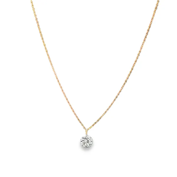 14K Yellow Drilled Diamond Solitaire Necklace Galicia Fine Jewelers Scottsdale, AZ