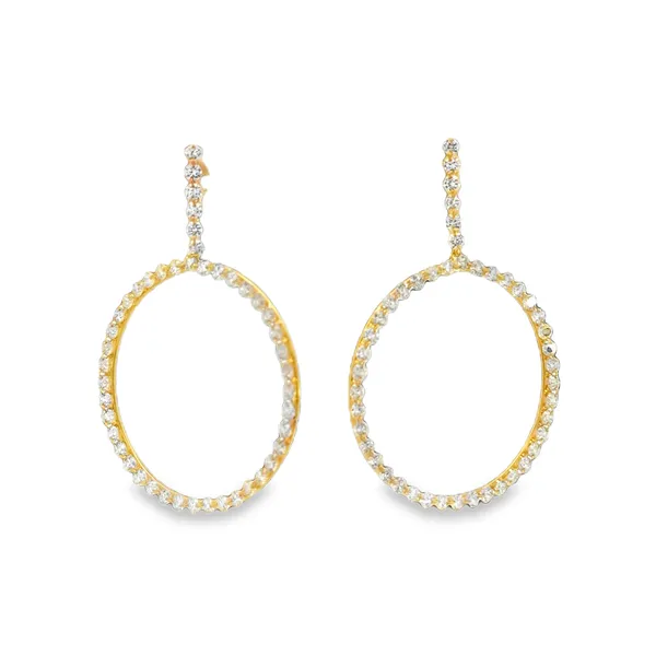 18 Karat Yellow Gold Round Diamond Drop Circle Earrings Galicia Fine Jewelers Scottsdale, AZ