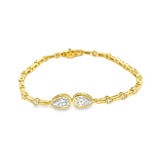 18K Yellow Gold Vermeil Double Pear & Round Diamond Bracelet Galicia Fine Jewelers Scottsdale, AZ