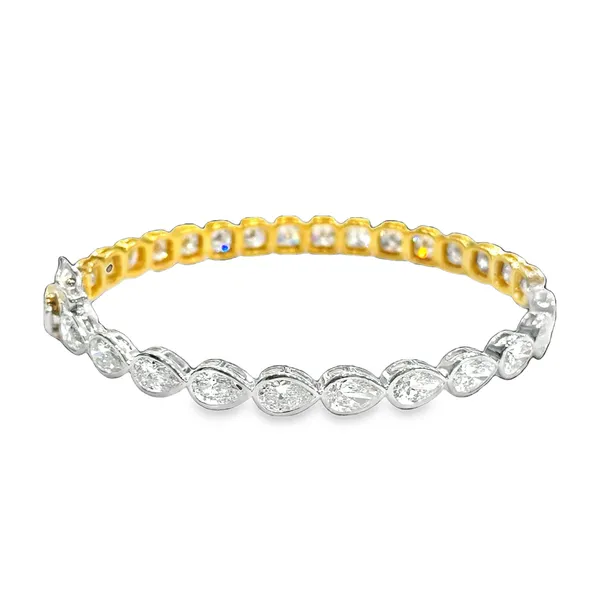 18K Yellow Gold Vermeil Pear & Cushion Diamond Bangle Bracelet Image 3 Galicia Fine Jewelers Scottsdale, AZ