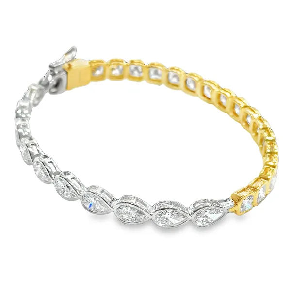 18K Yellow Gold Vermeil Pear & Cushion Diamond Bangle Bracelet Galicia Fine Jewelers Scottsdale, AZ