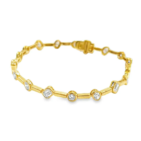 18K Yellow Gold Vermeil Emerald-Round-Oval Diamond Bracelet Galicia Fine Jewelers Scottsdale, AZ