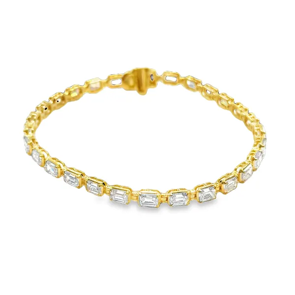 18K Yellow Gold Vermeil Emerald-Cut Diamond Tennis Bracelet Galicia Fine Jewelers Scottsdale, AZ