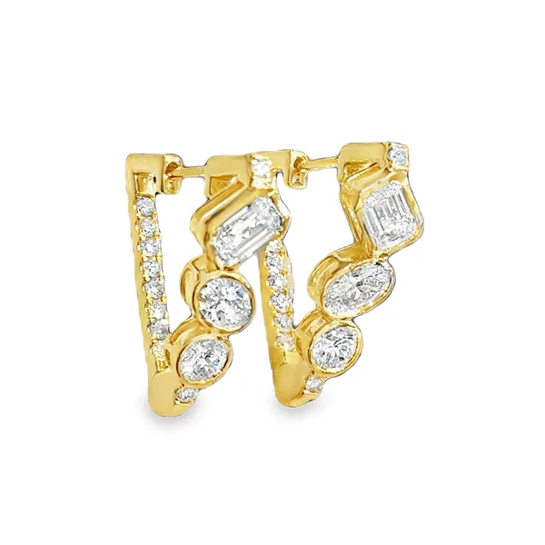 18 Karat Yellow Vermeil Multi Shape Triangle Hoop Earrings Image 2 Galicia Fine Jewelers Scottsdale, AZ