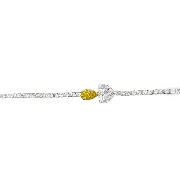 14K White Gold Lab Yellow Diamond Pear & Heart Tennis Bracelet Image 2 Galicia Fine Jewelers Scottsdale, AZ