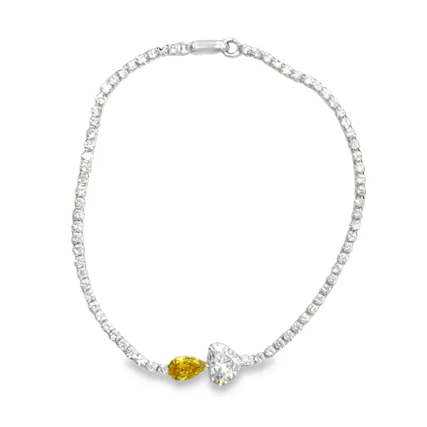 14K White Gold Lab Yellow Diamond Pear & Heart Tennis Bracelet Image 3 Galicia Fine Jewelers Scottsdale, AZ