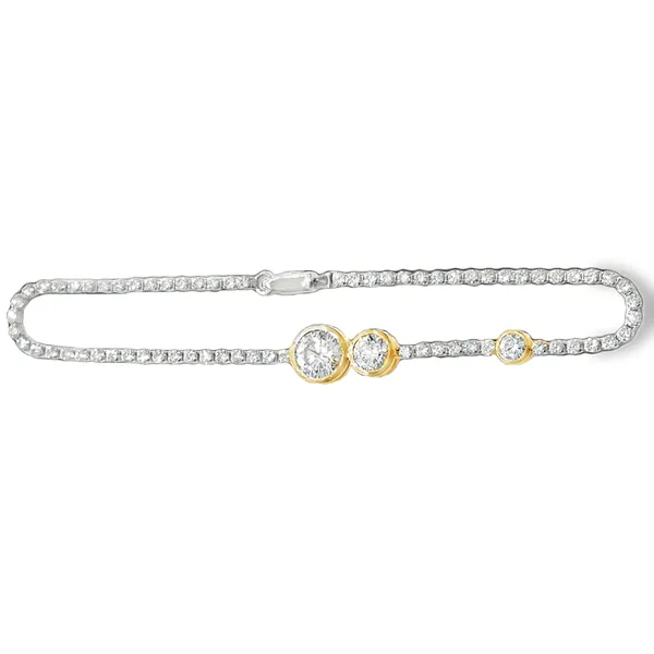 14K Two Tone Lab Round Diamond Asymmetrical Tennis Bracelet Image 2 Galicia Fine Jewelers Scottsdale, AZ