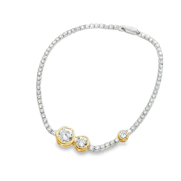 14K Two Tone Lab Round Diamond Asymmetrical Tennis Bracelet Galicia Fine Jewelers Scottsdale, AZ