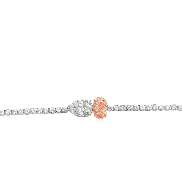 14K White Gold Lab Pink Diamond Oval & Pear Tennis Bracelet Image 2 Galicia Fine Jewelers Scottsdale, AZ