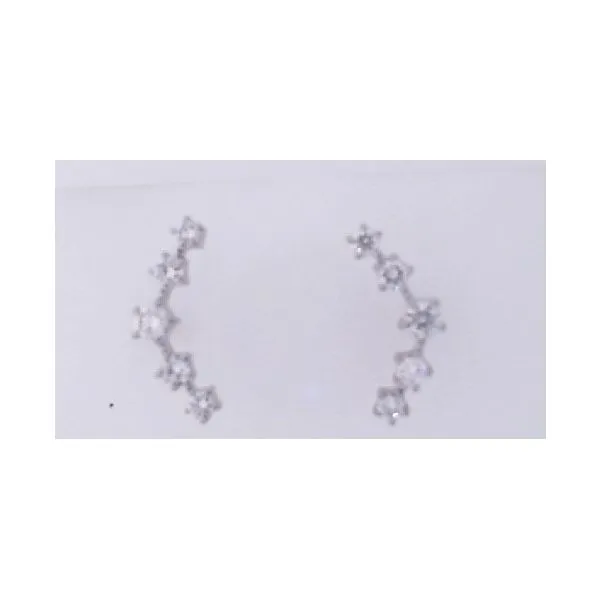 Silver and Lab Grown Diamond Climber Earrings Galicia Fine Jewelers Scottsdale, AZ