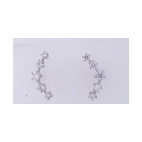 Silver and Lab Grown Diamond Climber Earrings Galicia Fine Jewelers Scottsdale, AZ