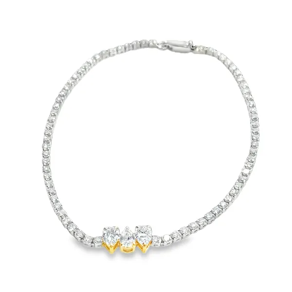 14K Two Tone Lab Triple Pear Diamond Tennis Bracelet Galicia Fine Jewelers Scottsdale, AZ