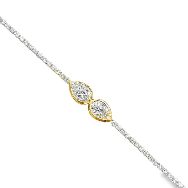14K Two-Tone Double Pear Accent Diamond Tennis Bracelet Image 2 Galicia Fine Jewelers Scottsdale, AZ