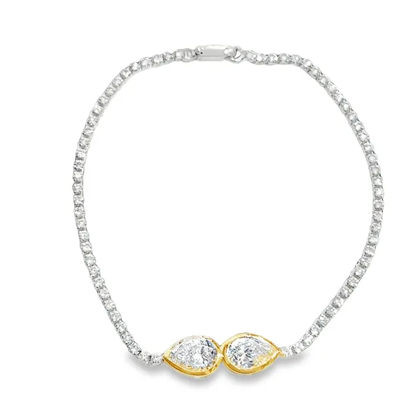 14K Two-Tone Double Pear Accent Diamond Tennis Bracelet Galicia Fine Jewelers Scottsdale, AZ
