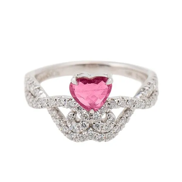 Galicia Custom 14k White Gold Ruby Heart Diamond Ring Galicia Fine Jewelers Scottsdale, AZ