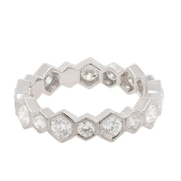 Galicia Custom 18k White Gold Hexagon Bezel Diamond Ring Galicia Fine Jewelers Scottsdale, AZ
