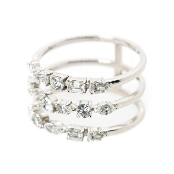 Galicia Custom 14k White Gold Three Rows of Assorted Diamond Ring Galicia Fine Jewelers Scottsdale, AZ