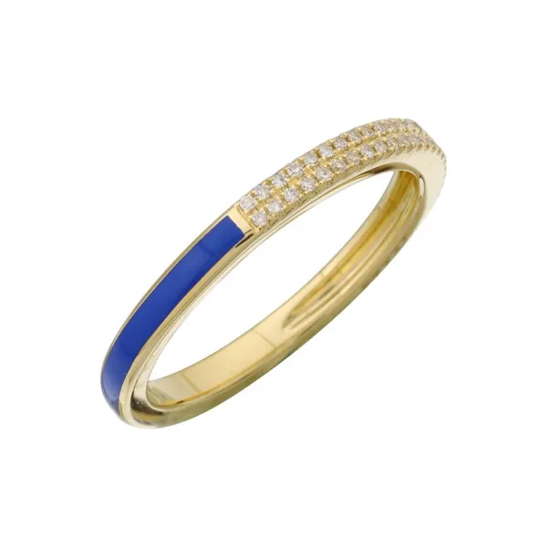 Galicia Custom 14k Yellow Gold Blue Enamel and Diamond Band Galicia Fine Jewelers Scottsdale, AZ