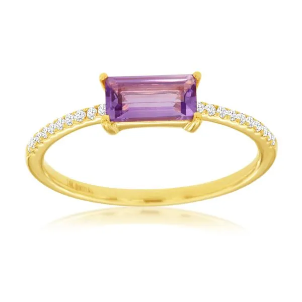 Galicia Custom 14k Yellow Gold Amethyst and Diamond Ring Galicia Fine Jewelers Scottsdale, AZ