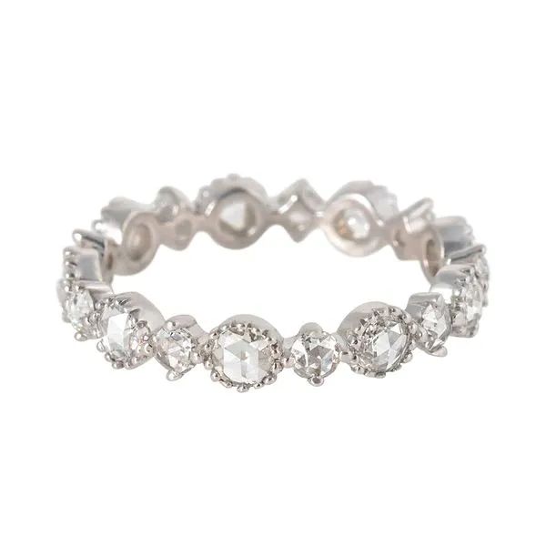 Galicia Custom 18k White Gold Double Row Colorless Rosecut Diamond Ring Galicia Fine Jewelers Scottsdale, AZ