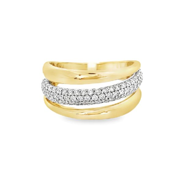 14K Yellow Gold 3-Row Diamond Pave Band Fashion Ring Galicia Fine Jewelers Scottsdale, AZ