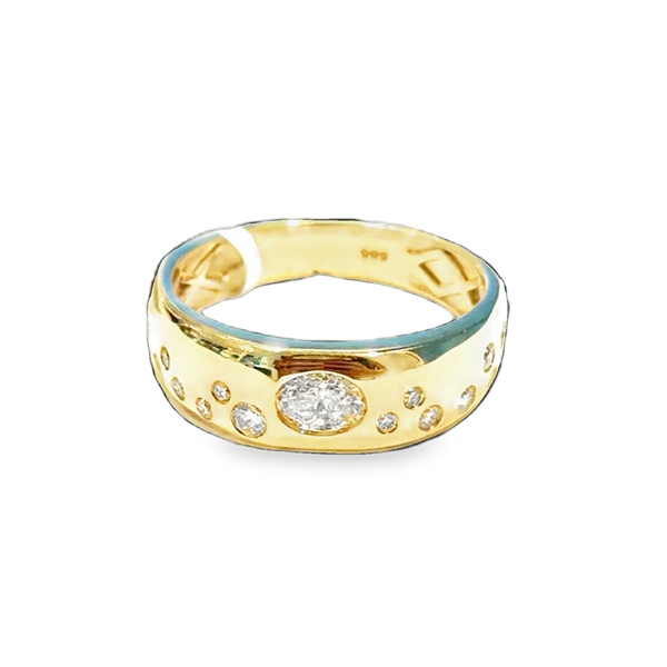 14K Yellow Gold Diamond Bernish Setting Band Ring Galicia Fine Jewelers Scottsdale, AZ