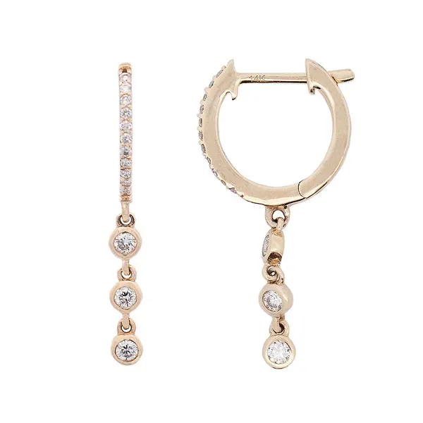 Galicia Custom 14k Yellow Gold Single Triple Bezel Diamond Strand on Diamond Huggie Galicia Fine Jewelers Scottsdale, AZ
