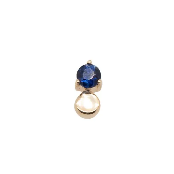 Galicia Custom 14k Yellow Gold Sapphire and Gold Dot Earring Galicia Fine Jewelers Scottsdale, AZ