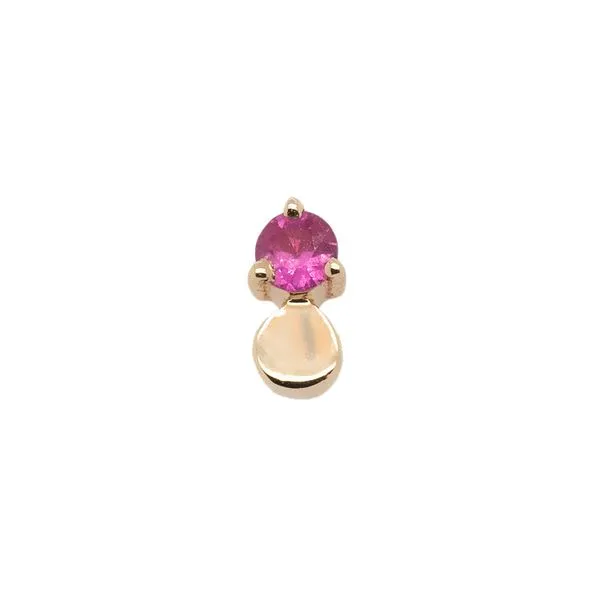 Galicia Custom 14k Yellow Gold Pink Sapphire and Gold Dot Earring Galicia Fine Jewelers Scottsdale, AZ
