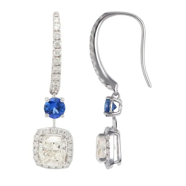 18K White Gold Diamond and Sapphire Earrings Galicia Fine Jewelers Scottsdale, AZ