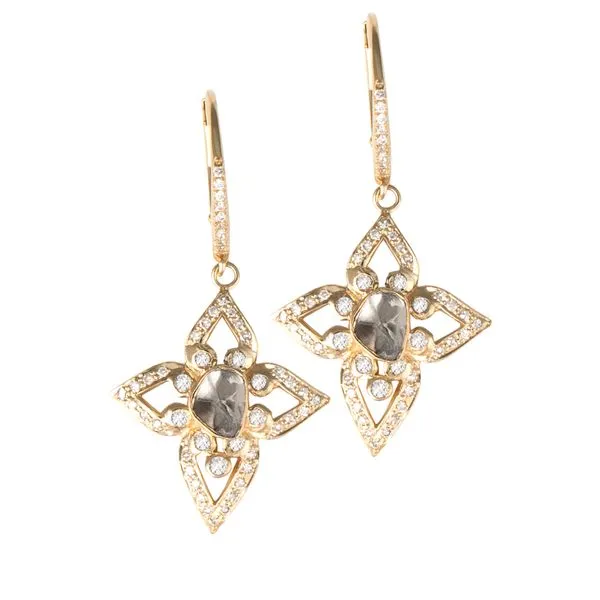 Galicia Custom 14k Yellow Gold Diamond Slice Cross Earrings Galicia Fine Jewelers Scottsdale, AZ