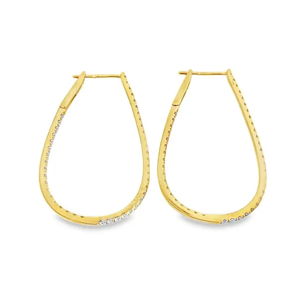 18K Yellow Gold Diamond Teardrop Hoop Earrings Image 2 Galicia Fine Jewelers Scottsdale, AZ