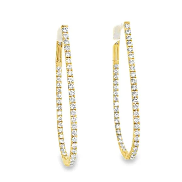 18K Yellow Gold Diamond Teardrop Hoop Earrings Galicia Fine Jewelers Scottsdale, AZ