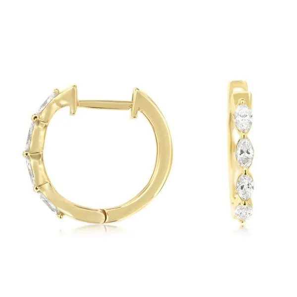 14K Yellow Gold Marquise Diamond Hoops Galicia Fine Jewelers Scottsdale, AZ