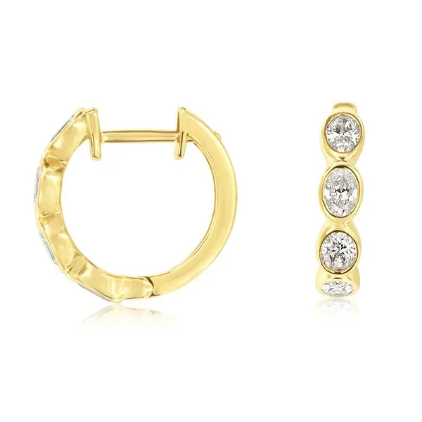 14K White Gold Oval Diamond Hoop Earrings Galicia Fine Jewelers Scottsdale, AZ