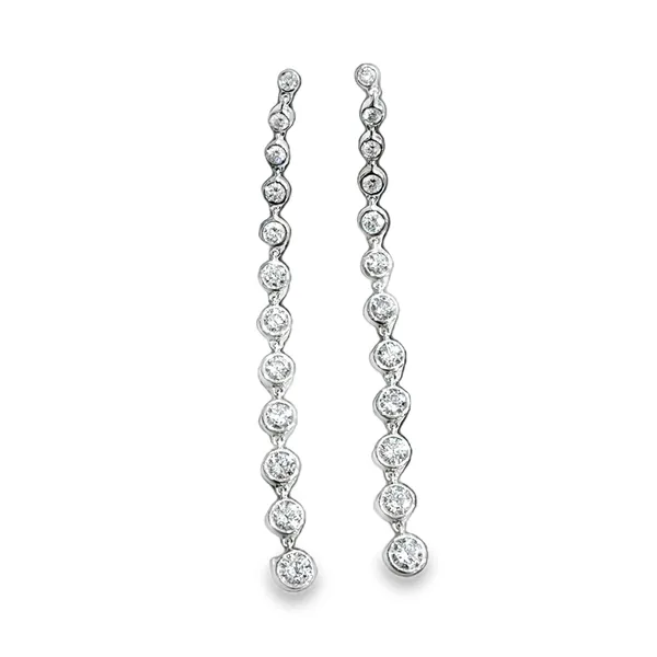 18K White Gold Bezel-Set Diamond Drop Earrings Galicia Fine Jewelers Scottsdale, AZ