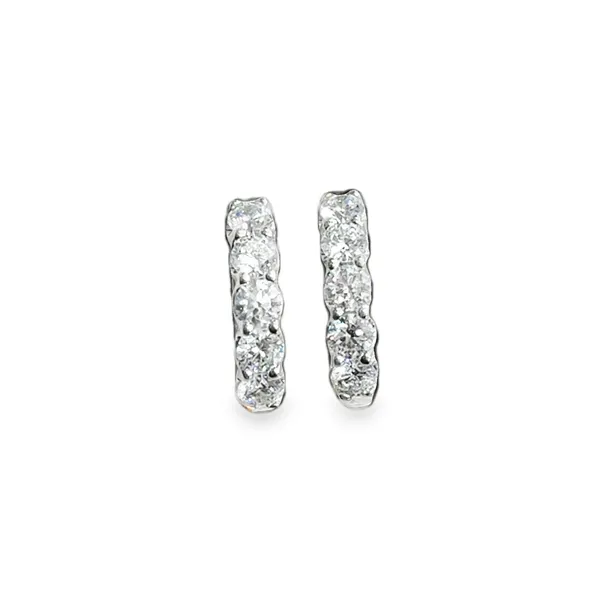 14K White Gold Five-Stone Diamond Hoop Earrings Image 2 Galicia Fine Jewelers Scottsdale, AZ